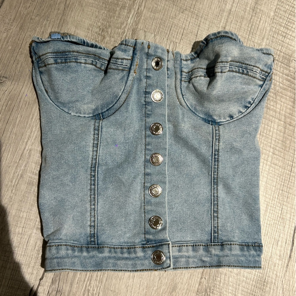 Denim strapless top from Adika